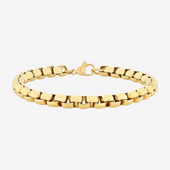 Mens Stainless Steel Solid 8 1/2 Inch Link Bracelet