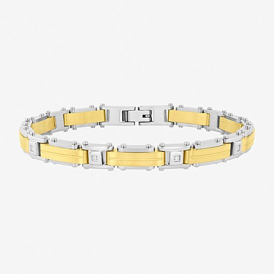 (H-I, I2-I3) Mens Stainless Steel Solid 8 1/2 Inch Link Bracelet
