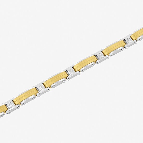 (H-I, I2-I3) Mens Stainless Steel Solid 8 1/2 Inch Link Bracelet