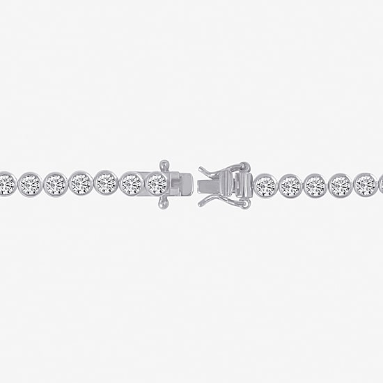 Diamonart Womens Cubic Zirconia Sterling Silver 7.25 Inch Tennis Bracelet
