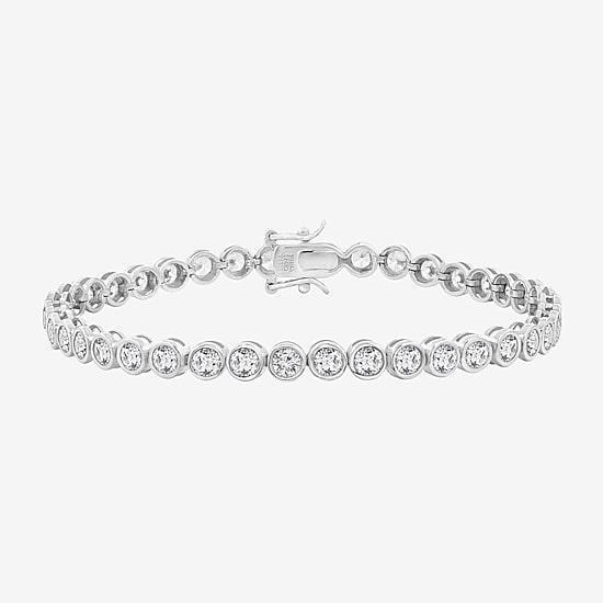 Diamonart Womens Cubic Zirconia Sterling Silver 7.25 Inch Tennis Bracelet
