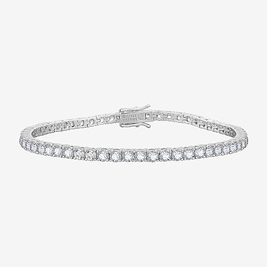 Diamonart Womens Cubic Zirconia Sterling Silver 7.25 Inch Tennis Bracelet