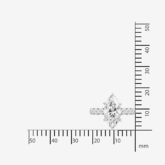 Diamonart Womens Cubic Zirconia Sterling Silver Marquise Side Stone Cocktail Ring