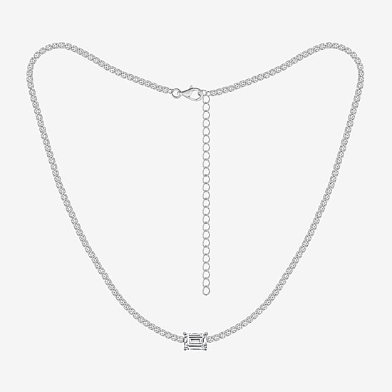 Diamonart Womens Cubic Zirconia Sterling Silver 15 Inch Tennis Necklace