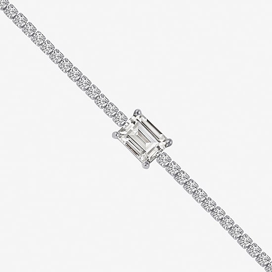 Diamonart Womens Cubic Zirconia Sterling Silver 15 Inch Tennis Necklace