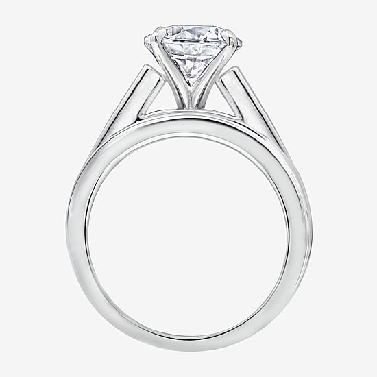 Diamonart Womens Cubic Zirconia Sterling Silver Round Side Stone Engagement Ring