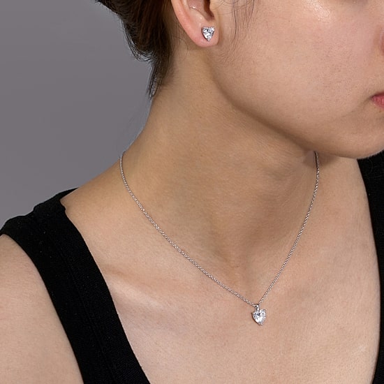 Diamonart Womens Cubic Zirconia Sterling Silver Heart 2-pc. Jewelry Set