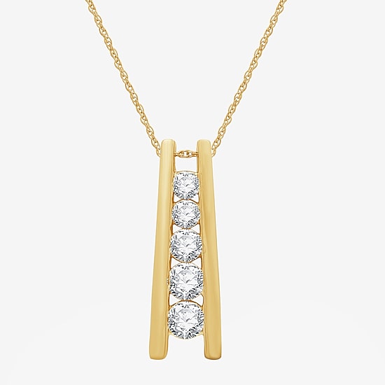 (G, Si1-Si2) Womens 1 CT. T.W. Lab Grown White Diamond 14K Gold Over Silver 18 Inch Pendant Necklace