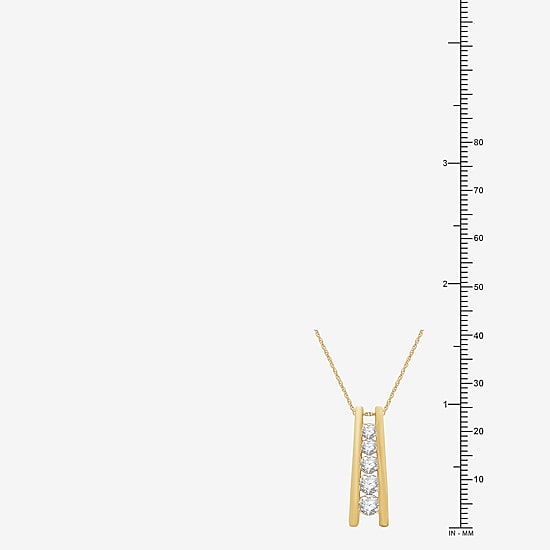 (G, Si1-Si2) Womens 1 CT. T.W. Lab Grown White Diamond 14K Gold Over Silver 18 Inch Pendant Necklace