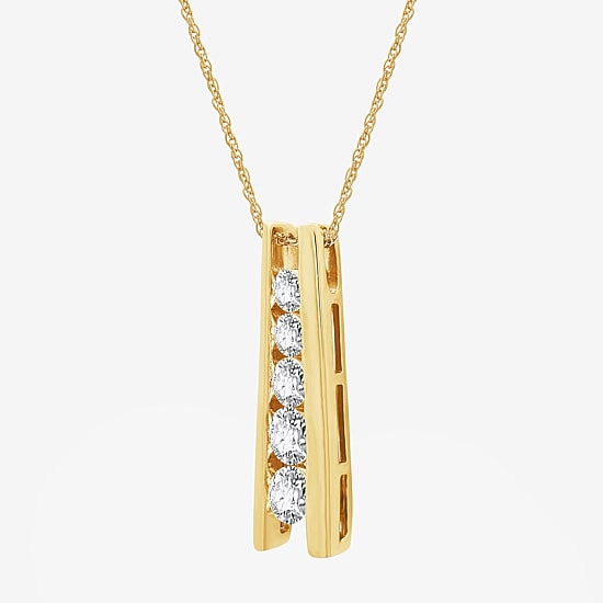 (G, Si1-Si2) Womens 1 CT. T.W. Lab Grown White Diamond 14K Gold Over Silver 18 Inch Pendant Necklace