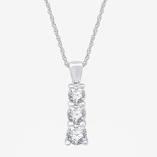 (G, Si1-Si2) Womens 1 CT. T.W. Lab Grown White Diamond Sterling Silver 18 Inch Pendant Necklace