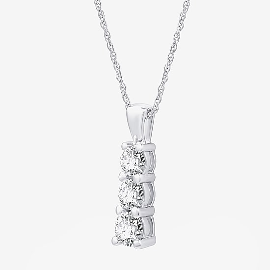(G, Si1-Si2) Womens 1 CT. T.W. Lab Grown White Diamond Sterling Silver 18 Inch Pendant Necklace