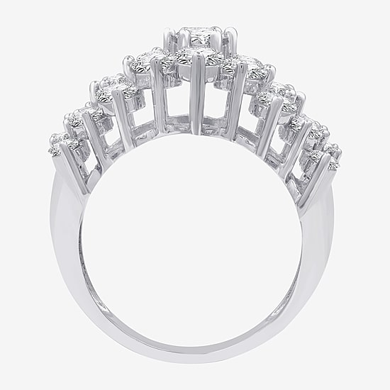 (G, Si1-Si2) Womens 3 CT. T.W. Lab Grown White Diamond Sterling Silver Cocktail Ring