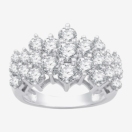 (G, Si1-Si2) Womens 3 CT. T.W. Lab Grown White Diamond Sterling Silver Cocktail Ring