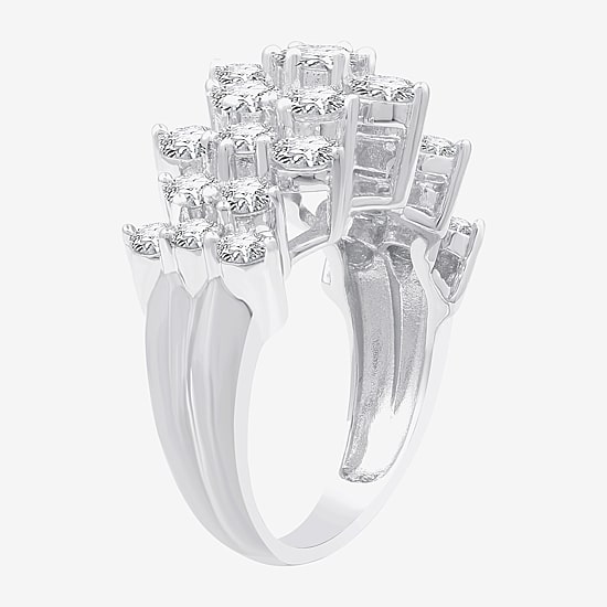 (G, Si1-Si2) Womens 3 CT. T.W. Lab Grown White Diamond Sterling Silver Cocktail Ring