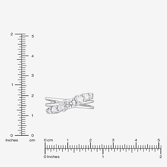(F, Si2) Womens 1 CT. T.W. Lab Grown White Diamond Sterling Silver Crossover Cocktail Ring