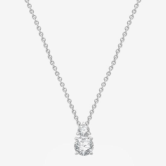 (G, Si1-Si2) Womens 1/2 CT. T.W. Lab Grown White Diamond Sterling Silver 18 Inch Pendant Necklace