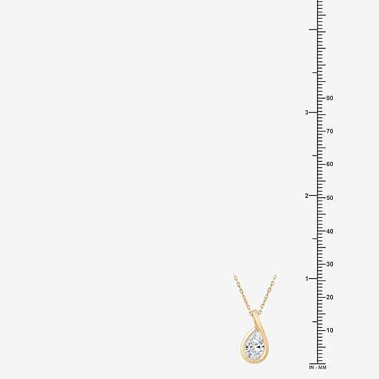 (G, Si1-Si2) Womens 1 CT. T.W. Lab Grown White Diamond 14K Gold Over Silver Pear 18 Inch Pendant Necklace