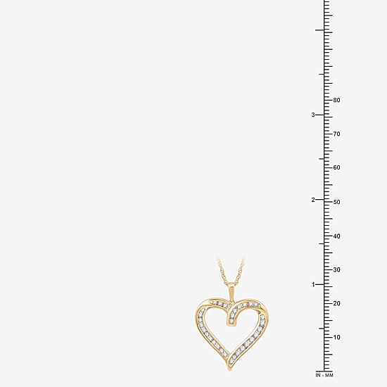 (G, Si1-Si2) Womens 1/2 CT. T.W. Lab Grown White Diamond 14K Gold Over Silver Heart 18 Inch Pendant Necklace