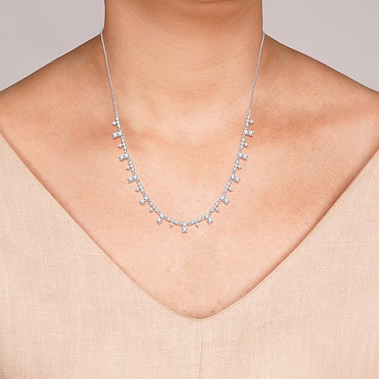 (G, Si1-Si2) Womens White Diamond 12 Inch Tennis Necklace