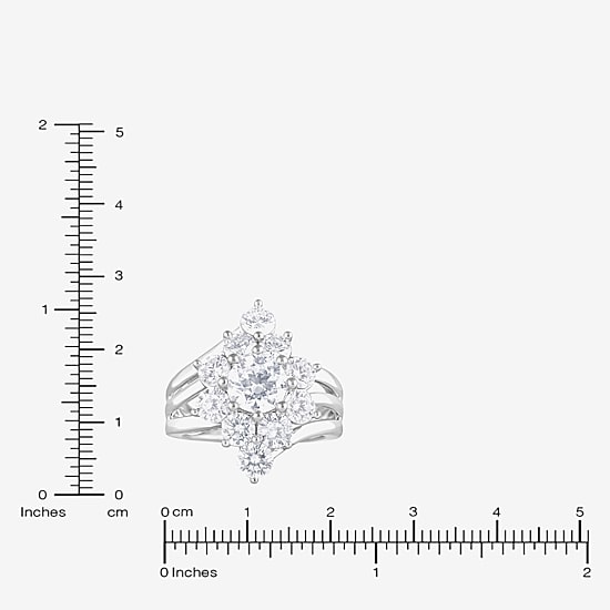 Diamond Blossom (F, Si2) Womens 3 CT. T.W. Lab Grown White Diamond Sterling Silver Cluster Cocktail Ring