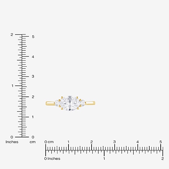 (F/Si2) Womens 1 1/7 CT. T.W. Lab Grown White Diamond 14K Gold Over Silver 3-Stone Cocktail Ring
