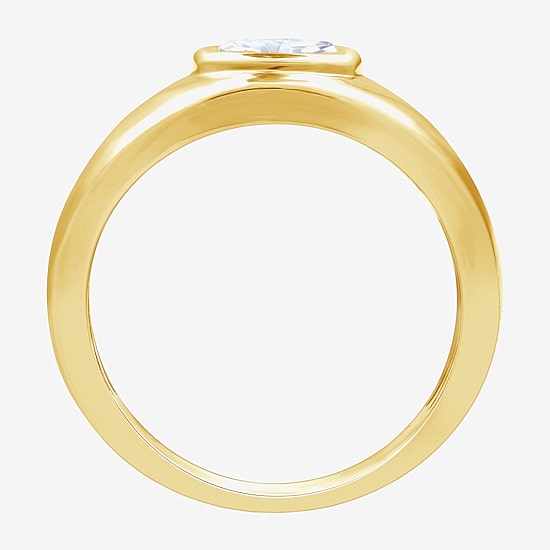 (G, Si1-Si2) Womens 1/2 CT. T.W. Lab Grown White Diamond 14K Gold Over Silver Oval Band