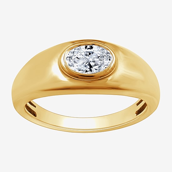 (G, Si1-Si2) Womens 1/2 CT. T.W. Lab Grown White Diamond 14K Gold Over Silver Oval Band