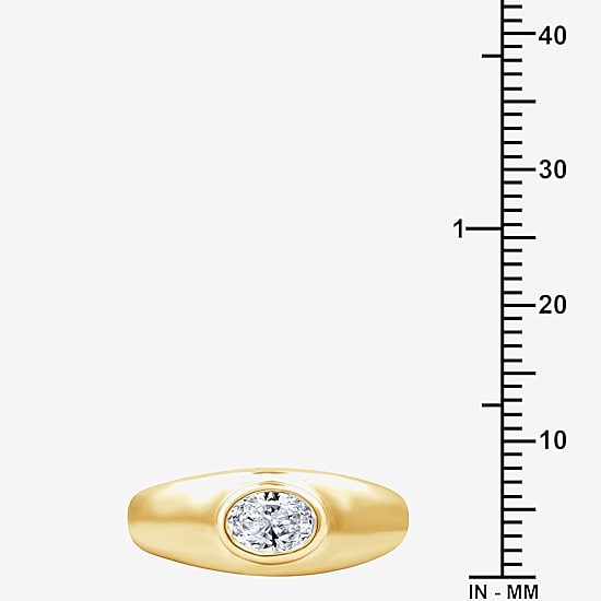 (G, Si1-Si2) Womens 1/2 CT. T.W. Lab Grown White Diamond 14K Gold Over Silver Oval Band