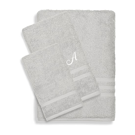 Linum Home Textiles Denzi Monogram Towel Collection 3-pc. Bath Towel Set