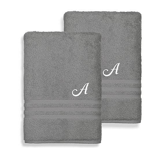 Linum Home Textiles Denzi Monogram Towel Collection 2-pc. Bath Towel