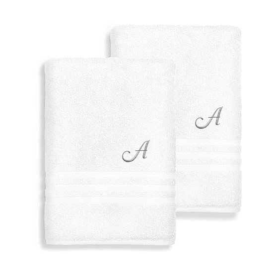 Linum Home Textiles Denzi Monogram Towel Collection 2-pc. Bath Towel