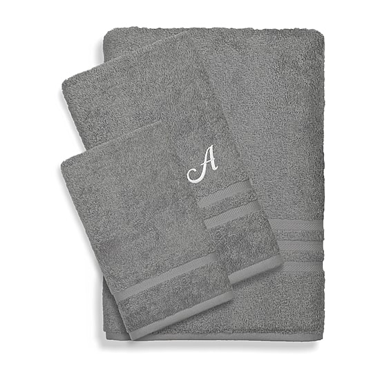 Linum Home Textiles Denzi Monogram Towel Collection 3-pc. Bath Towel Set