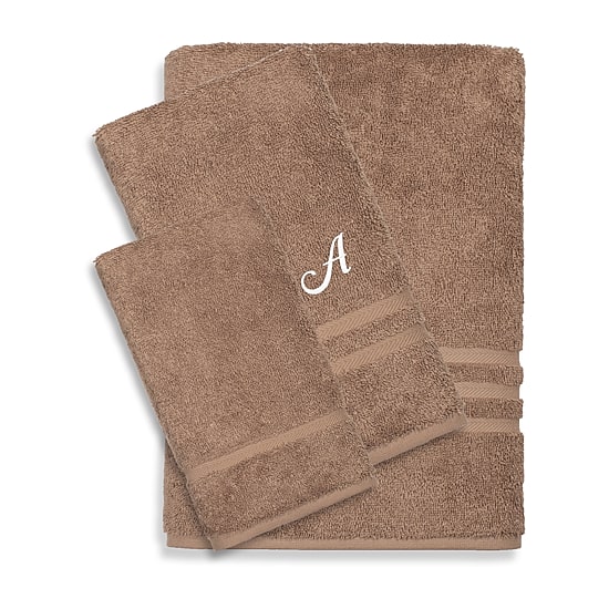 Linum Home Textiles Denzi Monogram Towel Collection 3-pc. Bath Towel Set