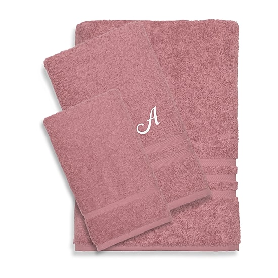 Linum Home Textiles Denzi Monogram Towel Collection 3-pc. Bath Towel Set