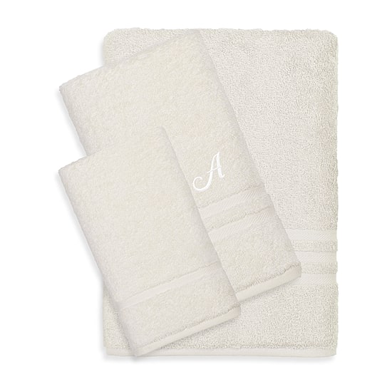 Linum Home Textiles Denzi Monogram Towel Collection 3-pc. Bath Towel Set
