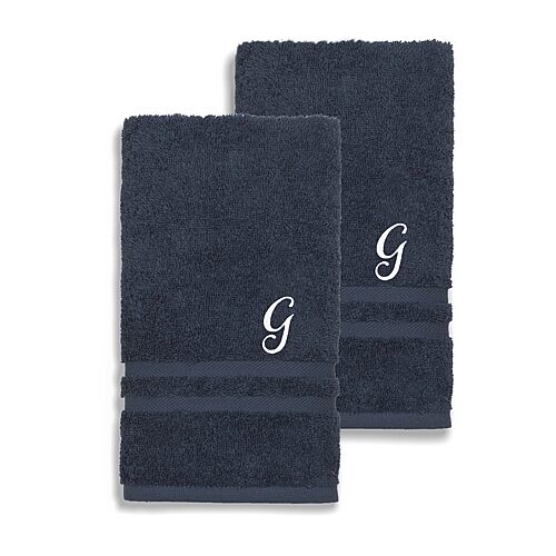Linum Home Textiles Denzi Monogram Towel Collection 2-pc. Hand Towel, One Size, Blue