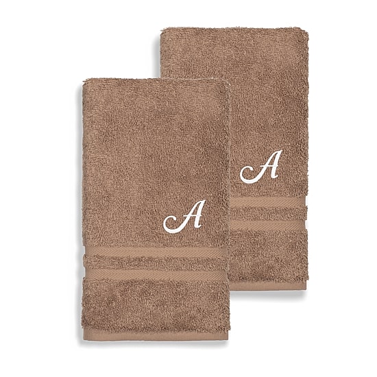Linum Home Textiles Denzi Monogram Towel Collection 2-pc. Hand Towel