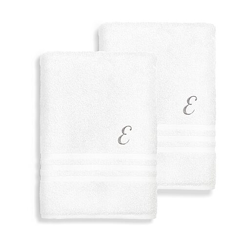 Linum Home Textiles Denzi Monogram Towel Collection 2-pc. Bath Towel, One Size, White