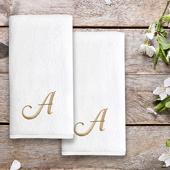 Linum Home Textiles Novelty Monogram Towel Collection 2-pc. Hand Towel