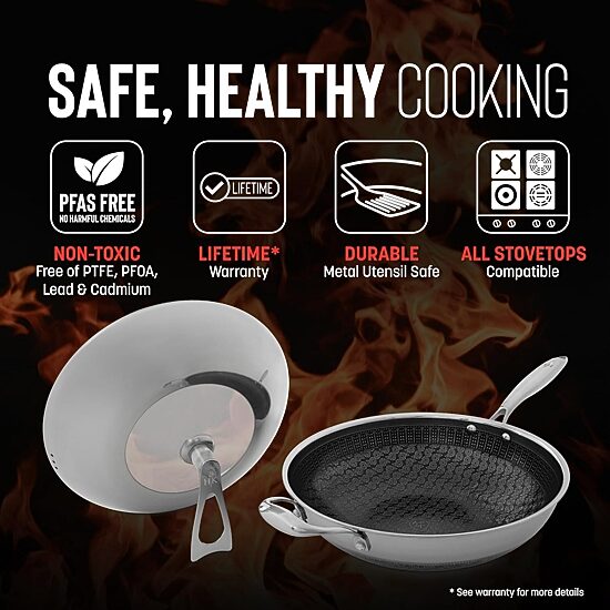 Hell's Kitchen Hybrid Stainless Steel 12" Wok