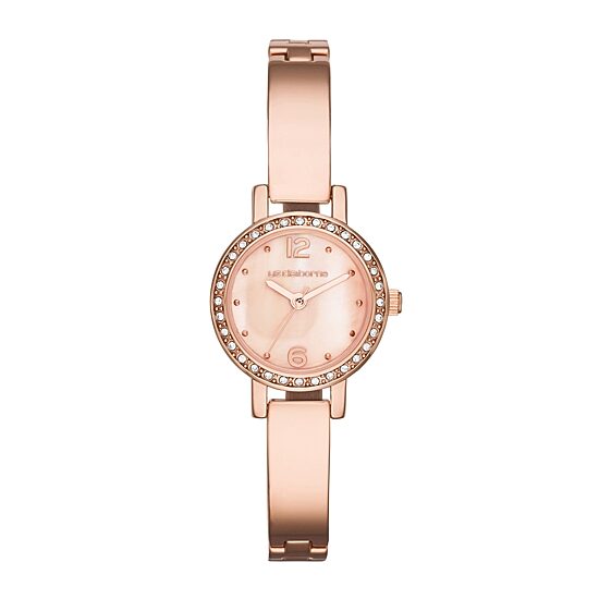 Liz Claiborne® Womens Rose-Tone & Crystal-Accent Bangle Watch