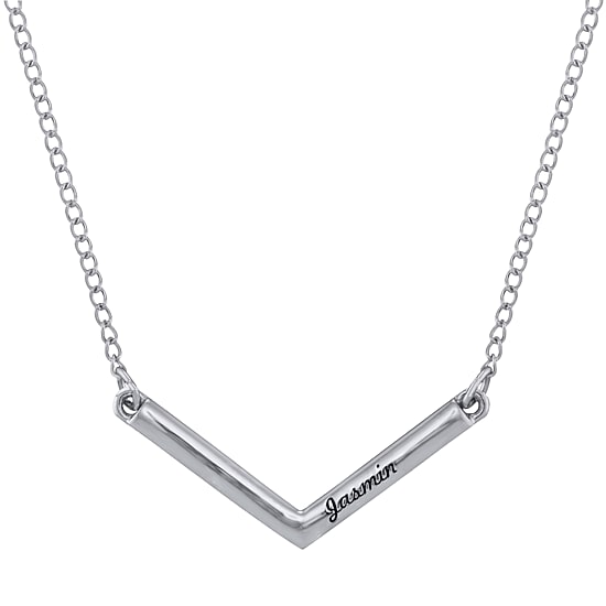 Personalized V-Shaped Engraved Necklace