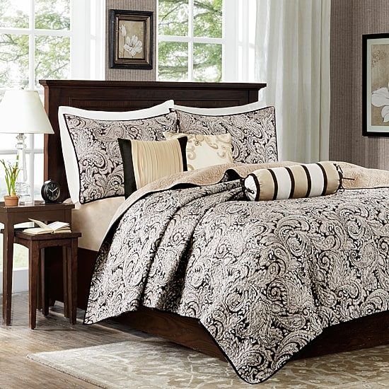Madison Park Whitman 6-Pc Jacquard Quilt Set With Throw Pillows