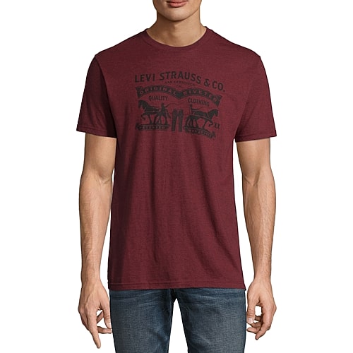 Levi's Vellum Mens Crew Neck Short Sleeve Regular Fit Graphic T-Shirt, Small, Red