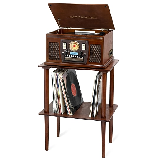 Victrola Wooden Stand with Record Holder