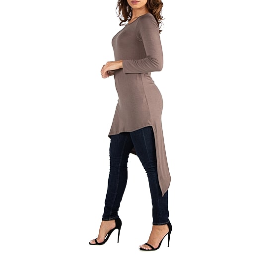 24seven Comfort Apparel Womens Round Neck 3/4 Sleeve Tunic Top