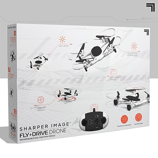 Sharper Image Toy 7" Fly+Drive Drone Remote Control Dual-Function Vehicle