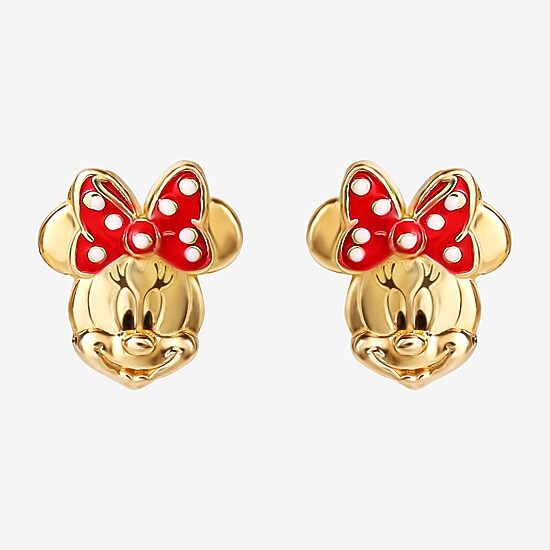 Disney Collection 14K Gold 8mm Minnie Mouse Stud Earrings