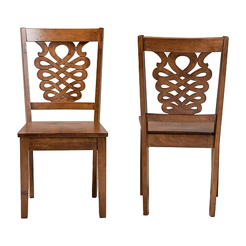RH339C-Walnut Wood Scoop Seat-DC-2PK Baxton Studio Gervais Modern & Contemporary Transitional Wood Dining Chair Set, Walnut Brown - Pack of 2